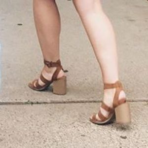 Tan suede heels